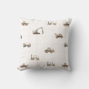 Coussin Véhicules de construction engins lourds beige