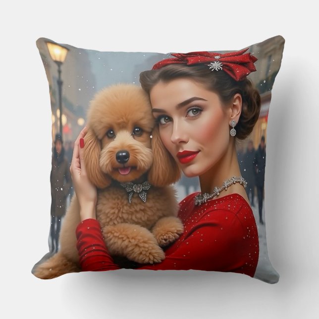 Coussin Velvet The Poodle Holiday  (Recto)