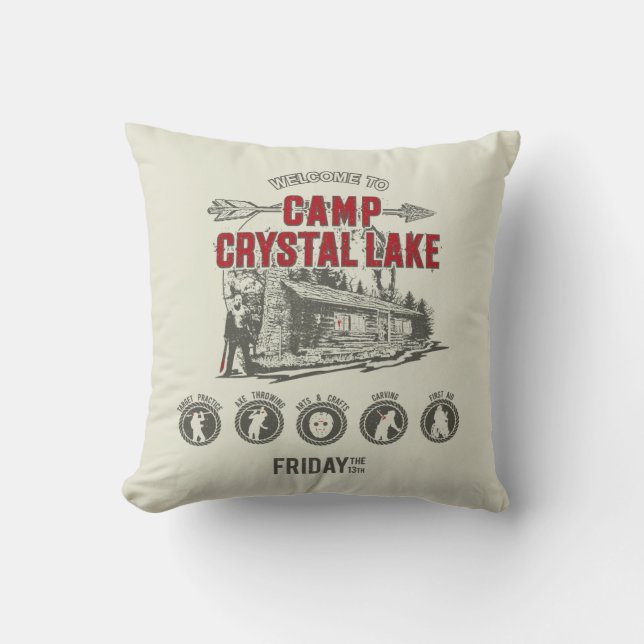 Coussin Vendredi 13 | Bienvenue à Camp Crystal Lake (Recto)