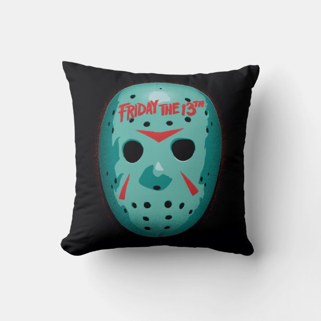 Coussin Vendredi 13 | Graphique de masque de hockey bleu (Recto)