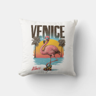 Coussin Venice Vibes Flamingo Retro Beach California Tropi