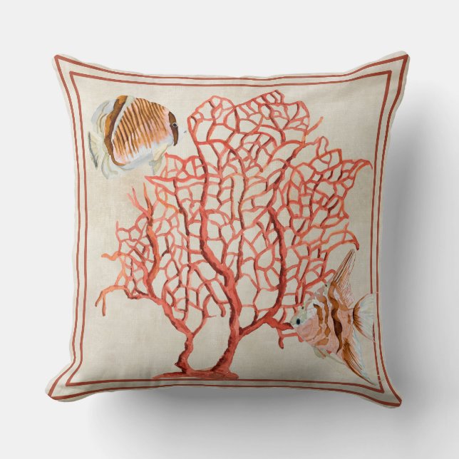 Coussin Ventilateur Coral Ocean Beach Angel Poisson Tropic (Recto)