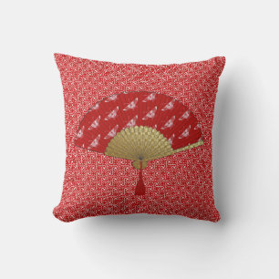 Coussin Ventilateur déco - Papillons, rouge foncé et blanc