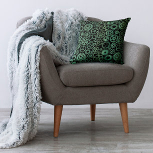 Coussin Verdigris bronze engrenages Steampunk