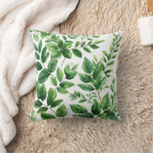 Coussin Verdure Aquarelle Feuilles botaniques