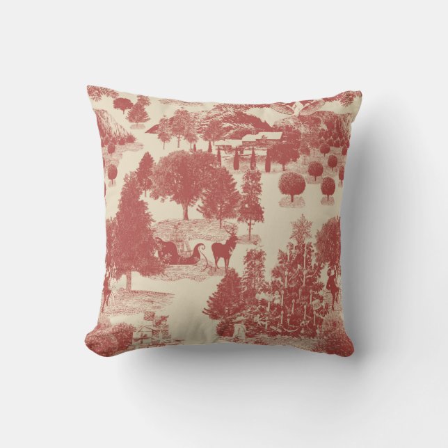 Coussin Véritable merveille de Noël à la crème et au rouge (Recto)