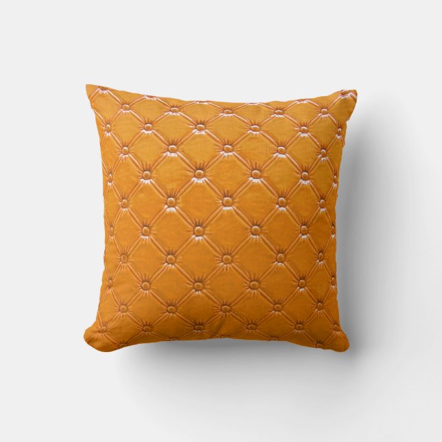 Coussin Véritable rembourrage en cuir marron. (Recto)