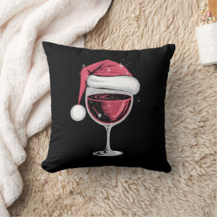 Coussin Verre à vin rouge Noël drôle de Noël Xmas