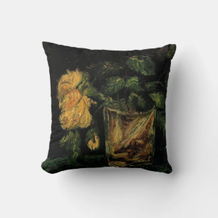 Coussin Verre avec des roses par Vincent van Gogh