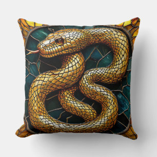 Coussin Verre coloré serpent doré
