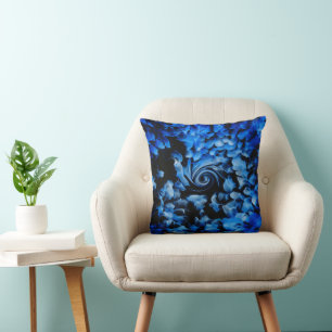 Coussin Verre Noir Et Bleu Abstrait