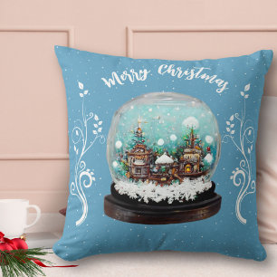 Coussin Verre Snowball Village d'hiver Snowflakes Blue