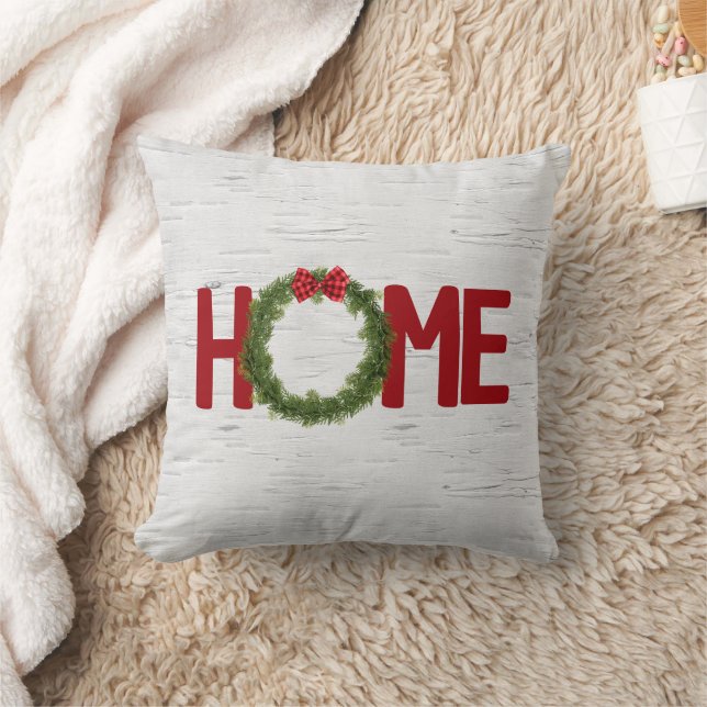 Coussin Verrerie de pin de Noël et texte d'accueil sur bou (Couverture)