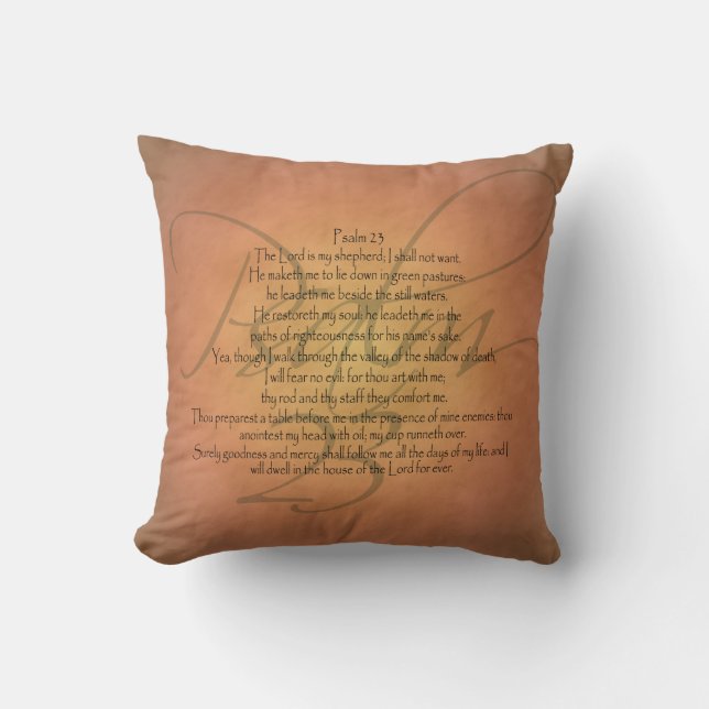 Coussin Vers chrétien de bible du psaume 23 KJV (Recto)