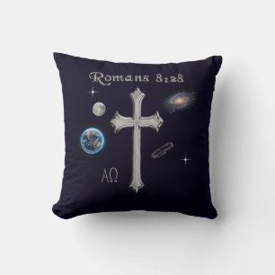 Coussin verset biblique chrétien Romains 8:28