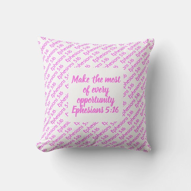 Coussin Verset de la Bible Chrétienne Moderne Rose Personn (Recto)