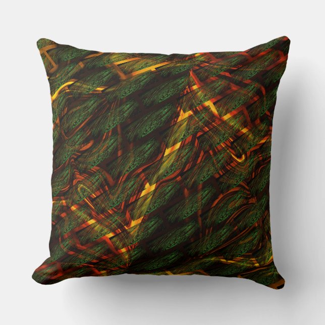 Coussin Vert Abstrait avec couleur feu (Recto)