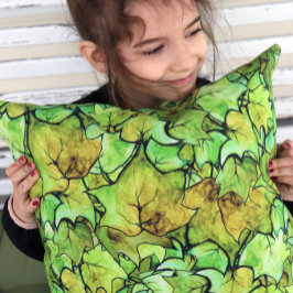 Coussin Vert anglais Ivy Nature Motif d'aquarelle