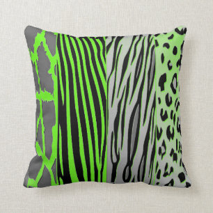 Coussin vert au néon de poster de animal pour un