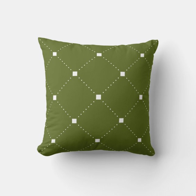 Coussin vert avec Motif géométrique blanc (Recto)
