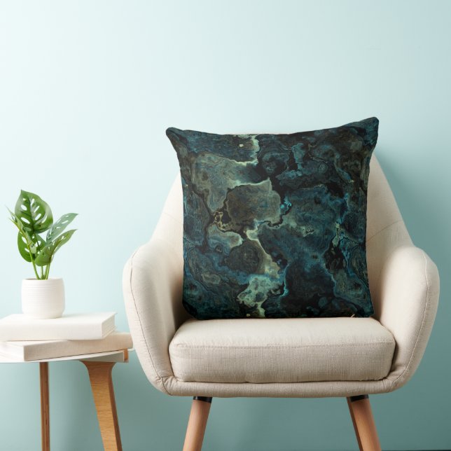 Coussin Vert bleu et Abstrait noir (Chaise)