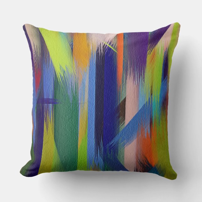 Coussin Vert bleu violet orange Abstrait (Recto)