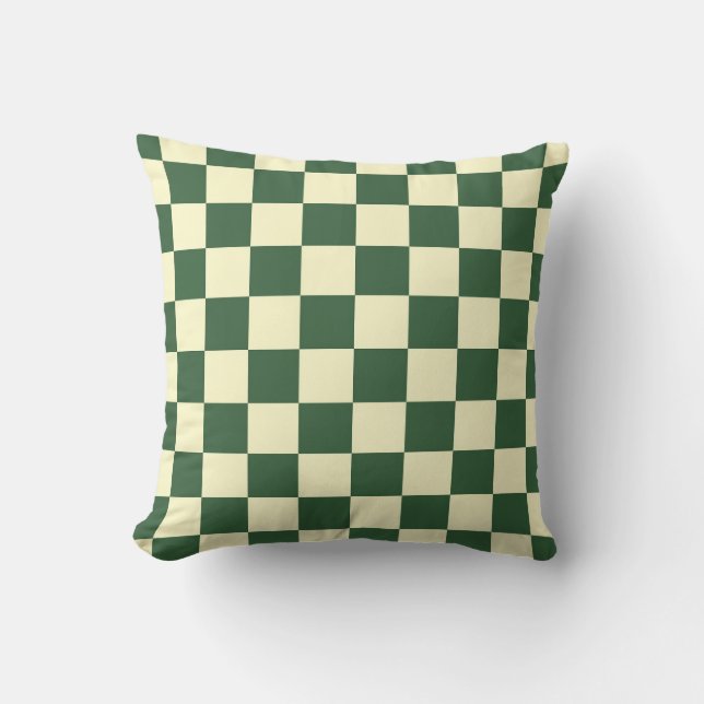 Coussin Vert chou et damier crème (Recto)