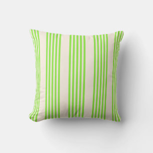 Coussin Vert citron vert et beige cinq rayures motif