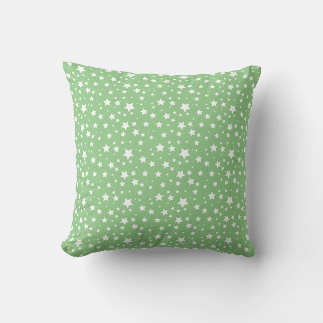 Coussin vert clair avec de minuscules étoiles blan (Recto)