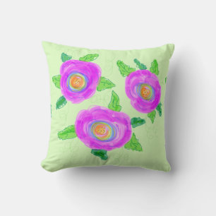 Coussin vert clair avec Rose