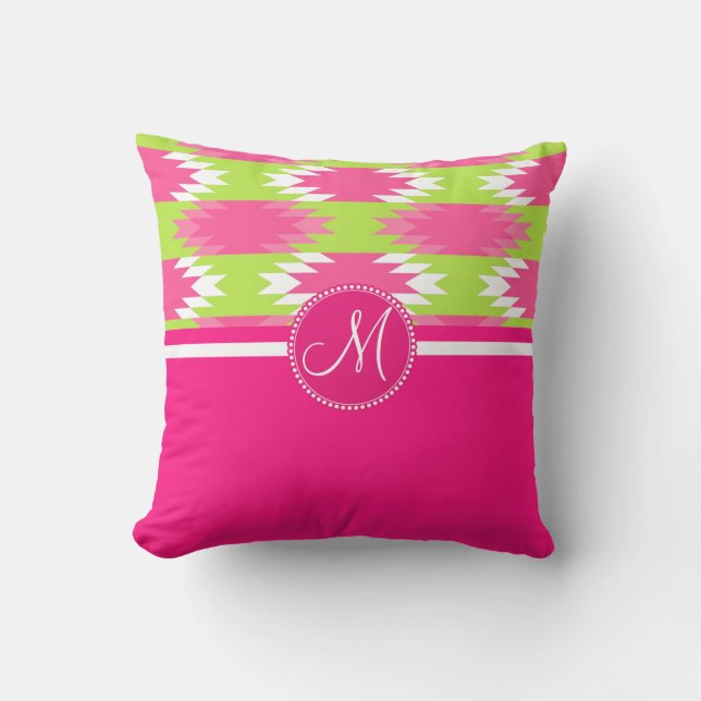 Coussin Vert de chaux tribal aztèque de roses indien des (Recto)