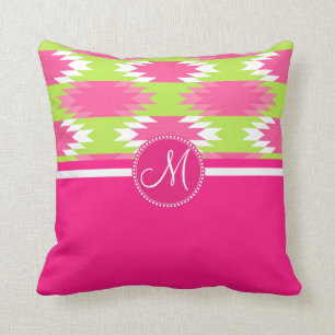 Coussin Vert de chaux tribal aztèque de roses indien des