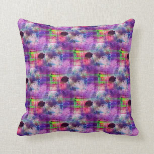 Coussin Vert de conception, aquarelle pourpre de texture