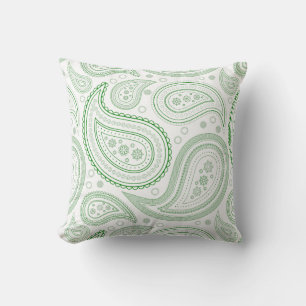 Coussin Vert de Paisley sur le carreau blanc
