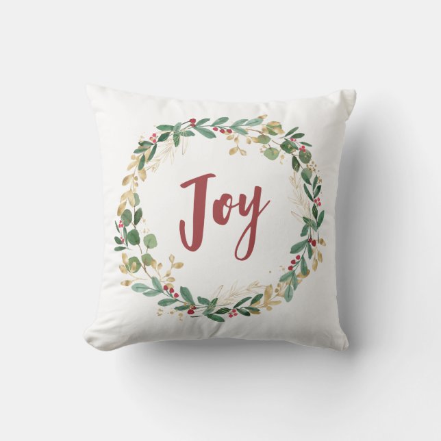 Coussin Vert doré blanc | Gold Christmas Joy (Recto)
