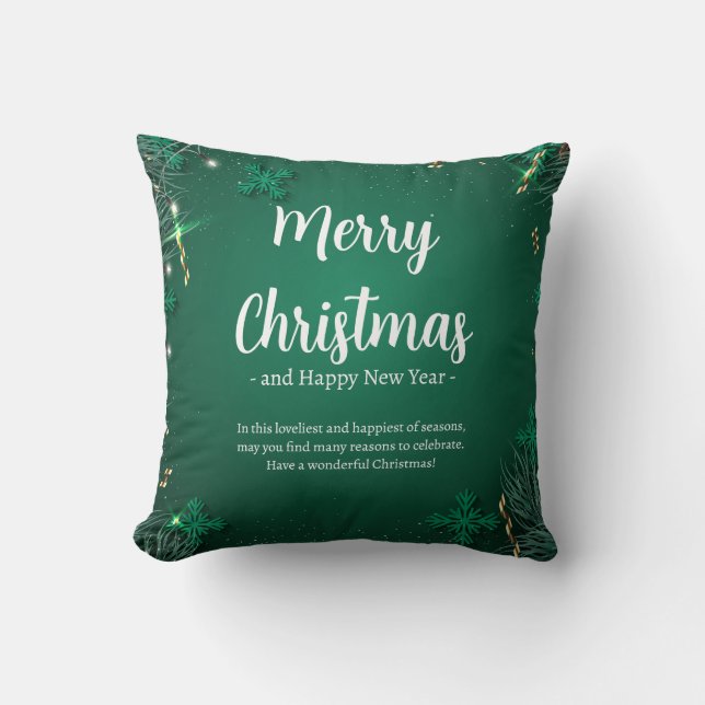 Coussin Vert et blanc Fête de Noël simple Meilleur 16" x 1 (Recto)