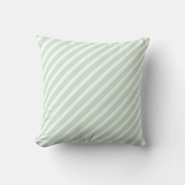 Coussin Vert et blanc rayé moderne menthe (Recto)