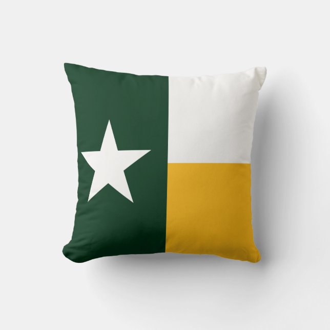 Coussin Vert et carreau de drapeau du Texas d'or (Recto)