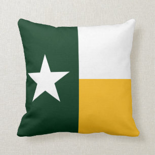 Coussin Vert et carreau de drapeau du Texas d'or