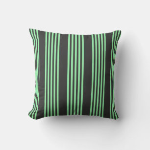 Coussin Vert et charbon de bois cinq bandes motif