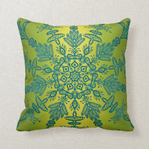 Coussin Vert et conception à double face turquoise de Boho
