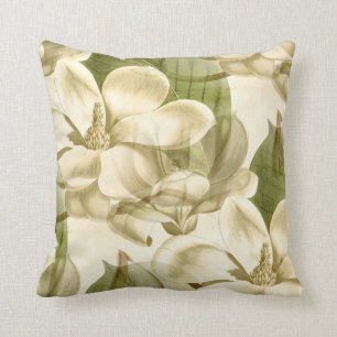 Coussin vert floral de magnolia