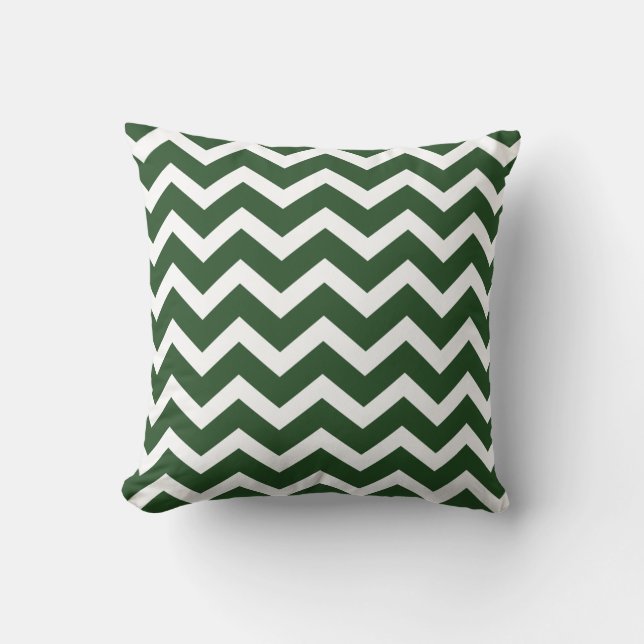 Coussin vert-foncé de rayure de Chevron (Recto)