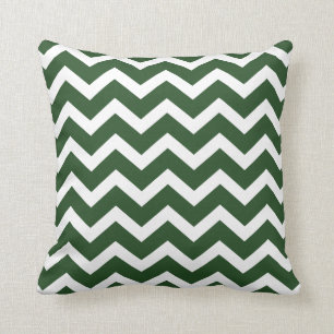 Coussin vert-foncé de rayure de Chevron
