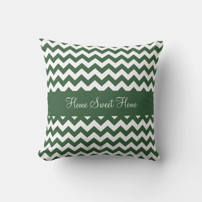 Coussin Vert forêt Chevron (Recto)