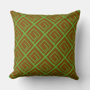 Coussin Vert Geo Brun