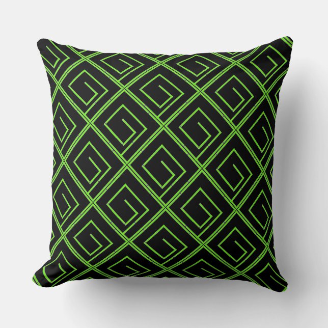 Coussin Vert Geo Noir (Recto)