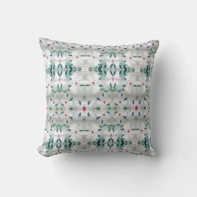 Coussin Vert Gris Rouge Et Blanc (Recto)