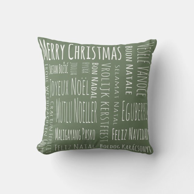 Coussin Vert international de Noël (Recto)