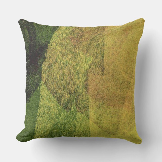 Coussin Vert jaune noir nature forêt peinture abstraite (Recto)